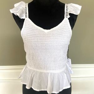 Japra White Fit & Flare Tank Top, Size M